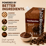Nut Dreamers Mochaccino Spread packaging with ingredients listed on a beige background